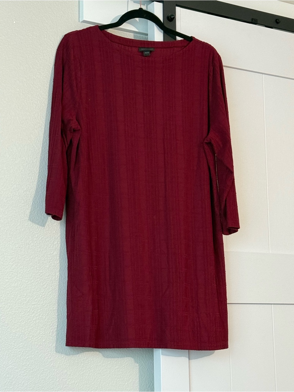 J. Jill Ribbed Long-Sleeve Shift Dress - Burgundy